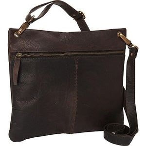 Soft leather dark brown cross body bag